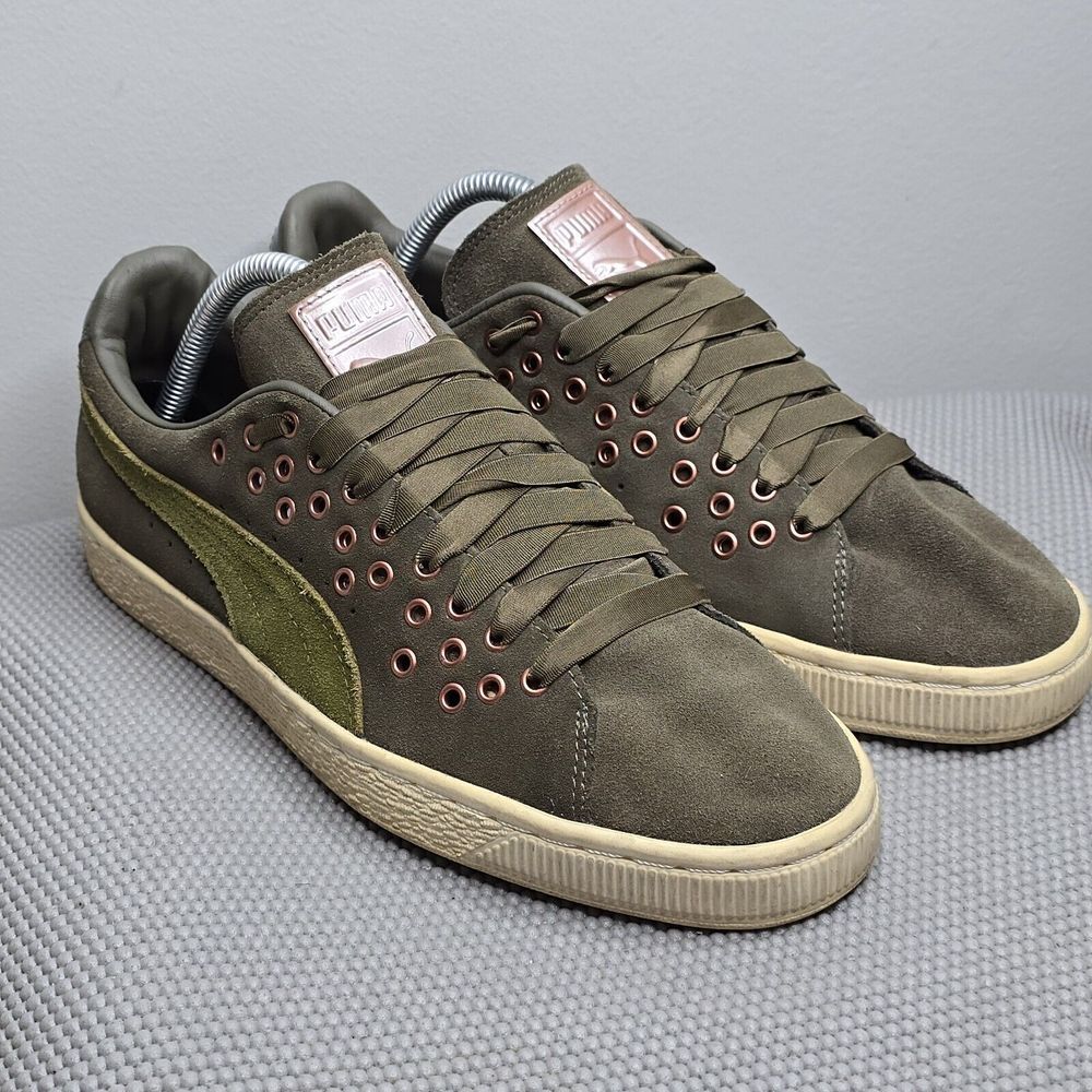 Puma Suede XL Big Ribbon Lace VR Sneakers - Olive‎ Green - Women's Size 10